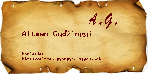 Altman Gyöngyi névjegykártya